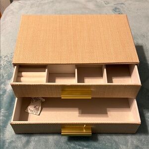 Beige Jewelry Storage Box with Drawers